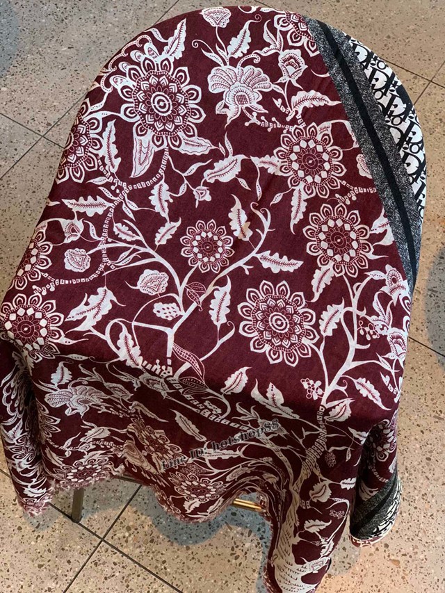 Dior專櫃新款D銀絲拼花紋迪奧客供銀絲羊絨面料長巾 mmyj1632